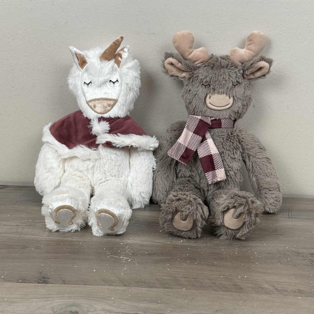 Slumberkins Lot Of 2 Unicorn &‎ Moose Kin Plush Stuffed Animal Holiday 2022